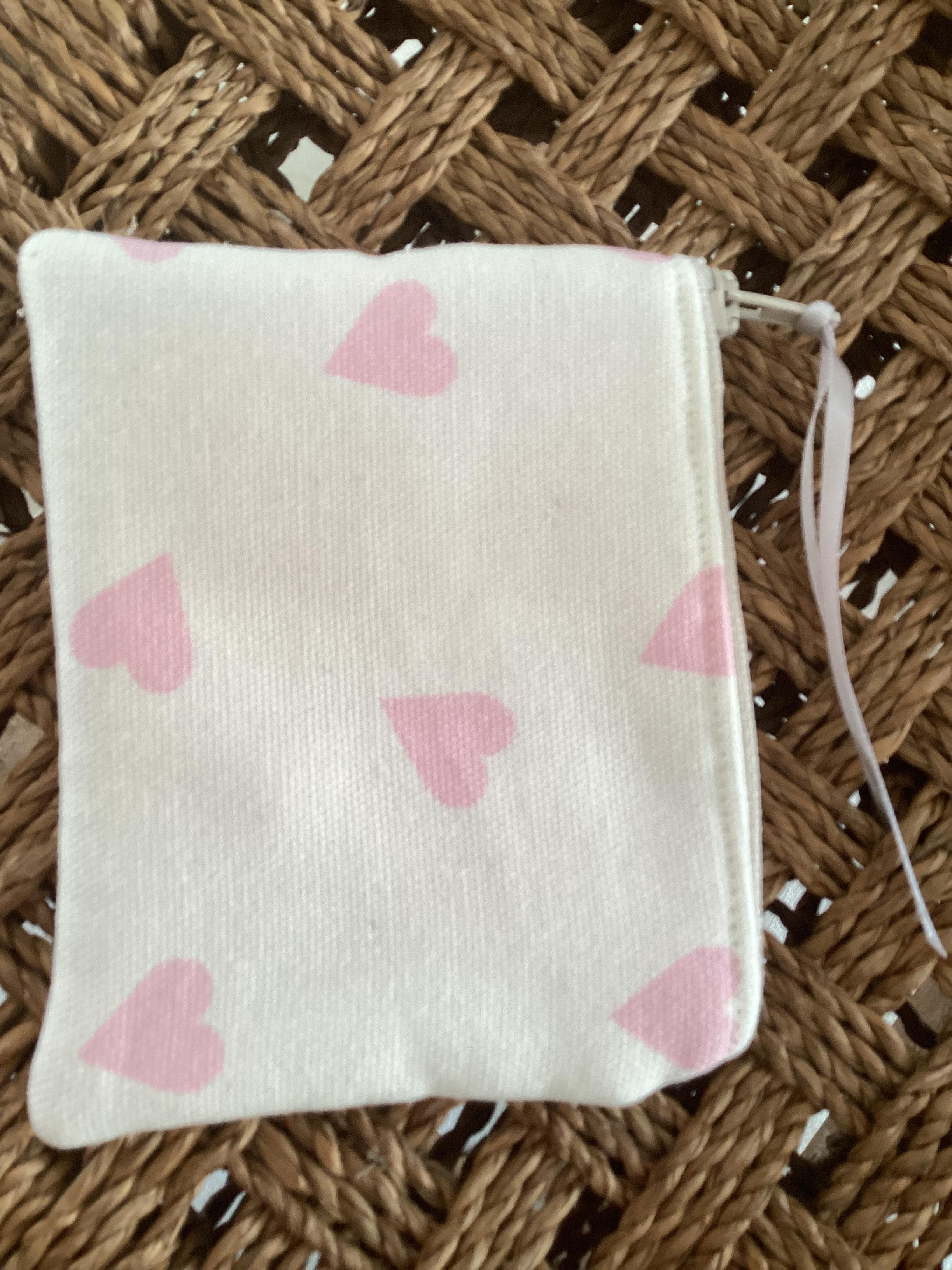 Zipped Coin Purse - pink heart